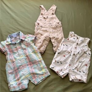 Adorable Baby Romper Set - Pastel Plaid, Beige & Anchors, and Safari